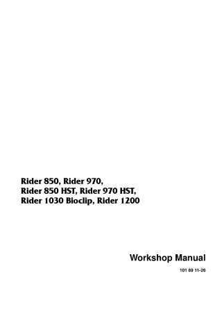 Husqvarna Rider 850 HST Service Repair Manual