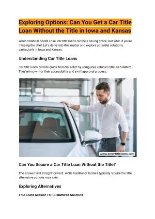 Exploring Options_ Can You Get a Car Title Loan Without the Title in Iowa and Kansas _ ezcartitleloans.com