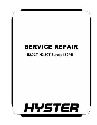 HYSTER B274 (H2.0CT Europe) Forklift Service Repair Manual