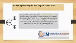 Finding the Best Import-Export Sites Made Easy